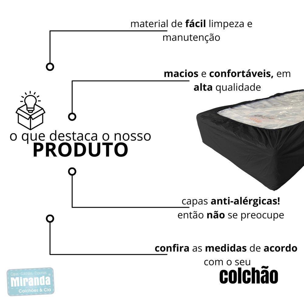 Capa Protetora Impermeável Colchão Lençol Elástico Solteiro 88x188x20cm - Preta - 5