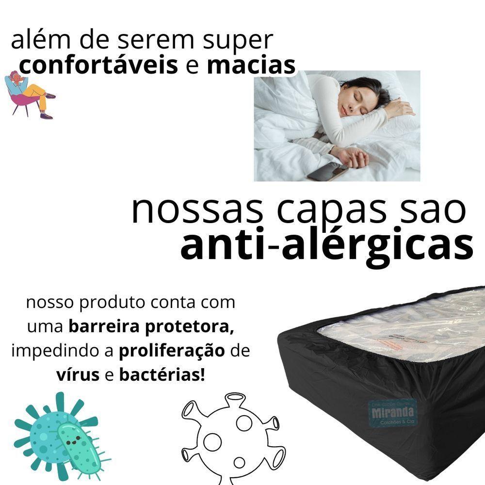 Capa Protetora Impermeável Colchão Lençol Elástico Solteiro 88x188x20cm - Preta - 8