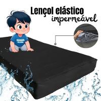 Capa Protetora Impermeável Colchão Lençol Elástico Solteiro 88x188x20cm - Preta - 3