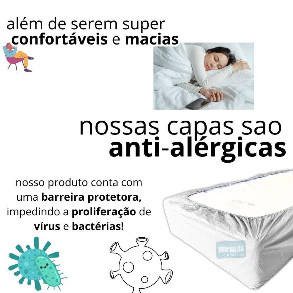 Capa Protetora Impermeável Colchão Lençol Elástico Solteiro 88x188x20cm - Branca - 4