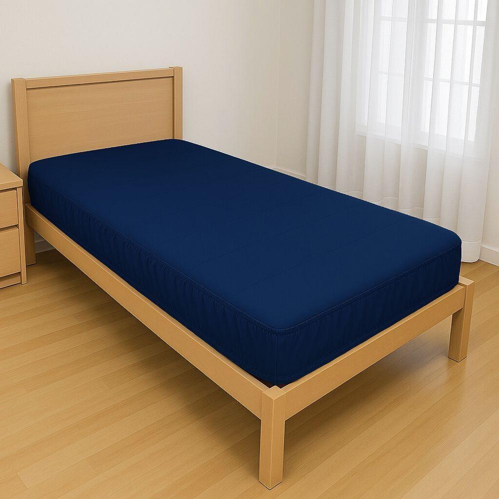 Capa Protetora Impermeável Colchão Lençol Elástico Solteiro 88x188x20cm - Azul Marinho - 1