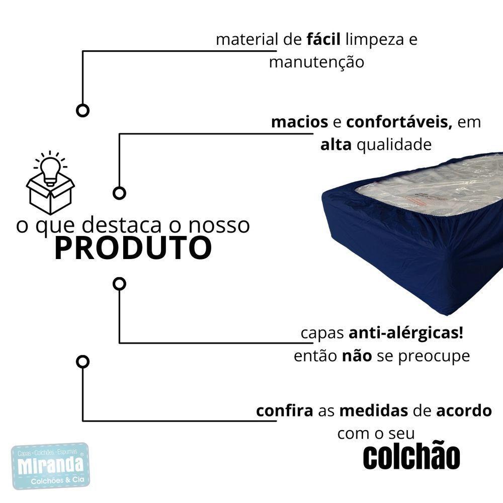 Capa Protetora Impermeável Colchão Lençol Elástico Solteiro 88x188x20cm - Azul Marinho - 4