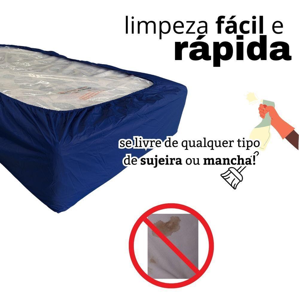 Capa Protetora Impermeável Colchão Lençol Elástico Solteiro 88x188x20cm - Azul Marinho - 6