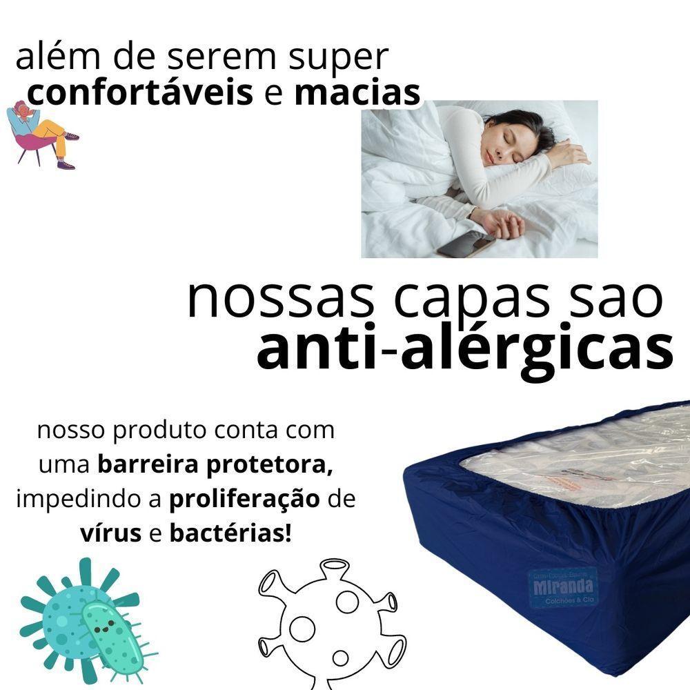 Capa Protetora Impermeável Colchão Lençol Elástico Solteiro 88x188x20cm - Azul Marinho - 7