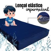 Capa Protetora Impermeável Colchão Lençol Elástico Solteiro 88x188x20cm - Azul Marinho - 3