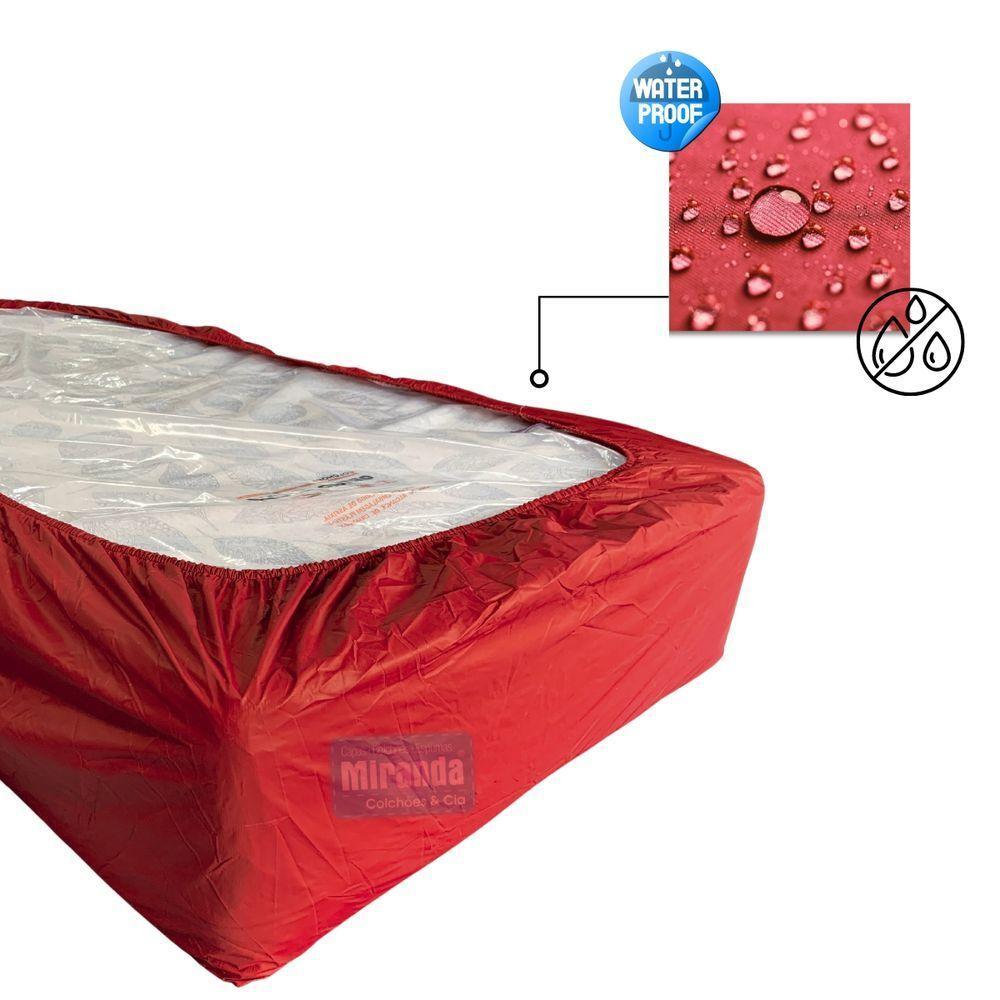 Capa Protetora Impermeável Hospitalar P/ Colchão Lençol Elástico Solteiro 88x188x20cm - Vermelha - 2
