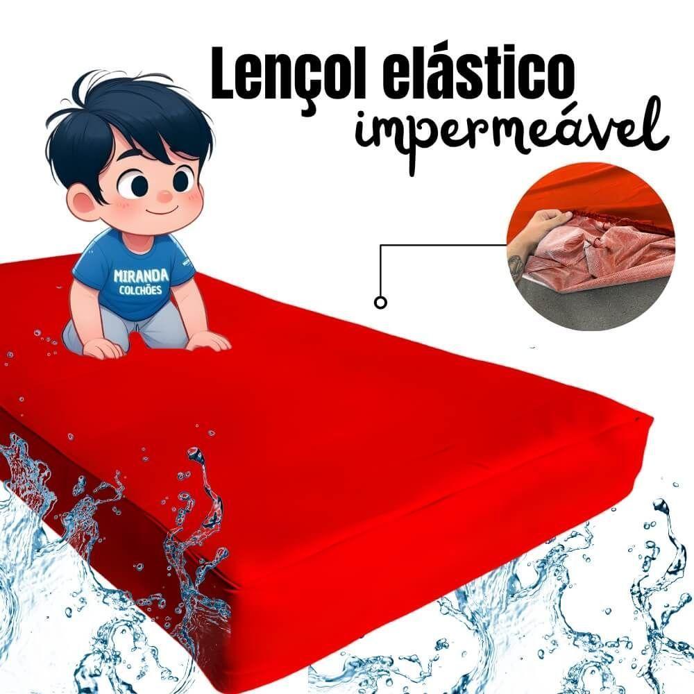 Capa Protetora Impermeável Hospitalar P/ Colchão Lençol Elástico Solteiro 88x188x20cm - Vermelha - 3