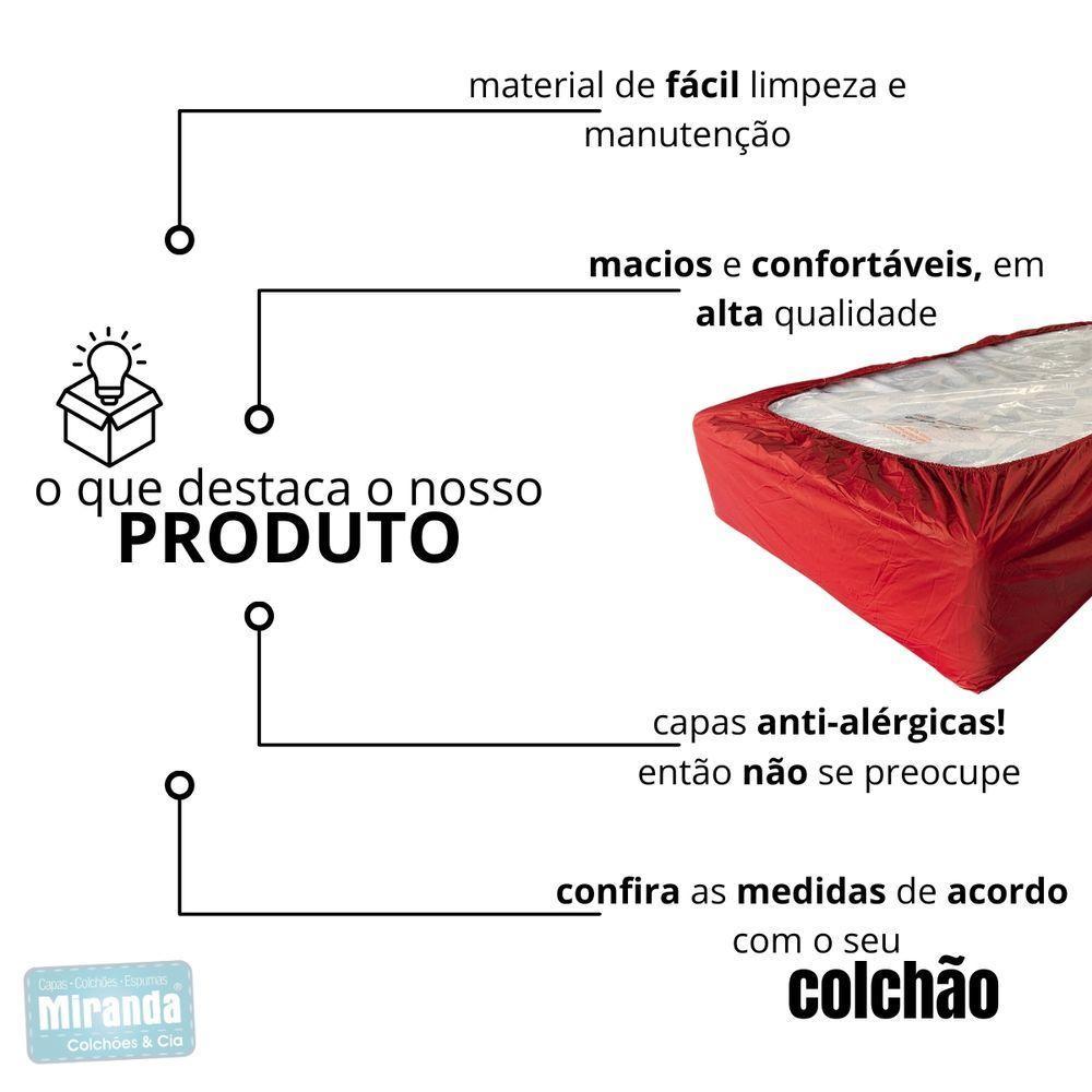 Capa Protetora Impermeável Hospitalar P/ Colchão Lençol Elástico Solteiro 88x188x20cm - Vermelha - 5