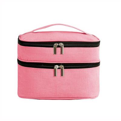 Necessaire Viagem Dupla Organizador Maquiagem Cor:rosa