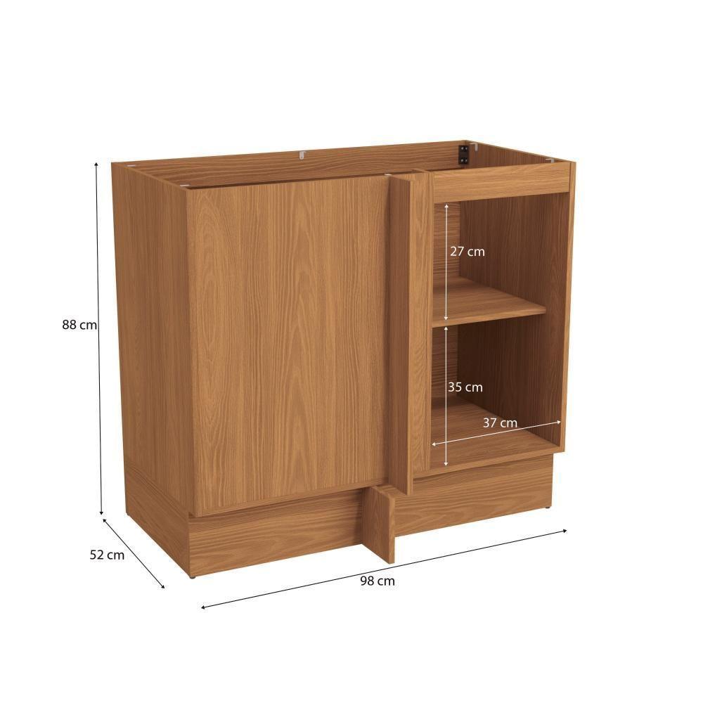 Balcão De Canto Reto Kappesberg Pixel 1 Porta Canela/verde Frevo 98cm - 5