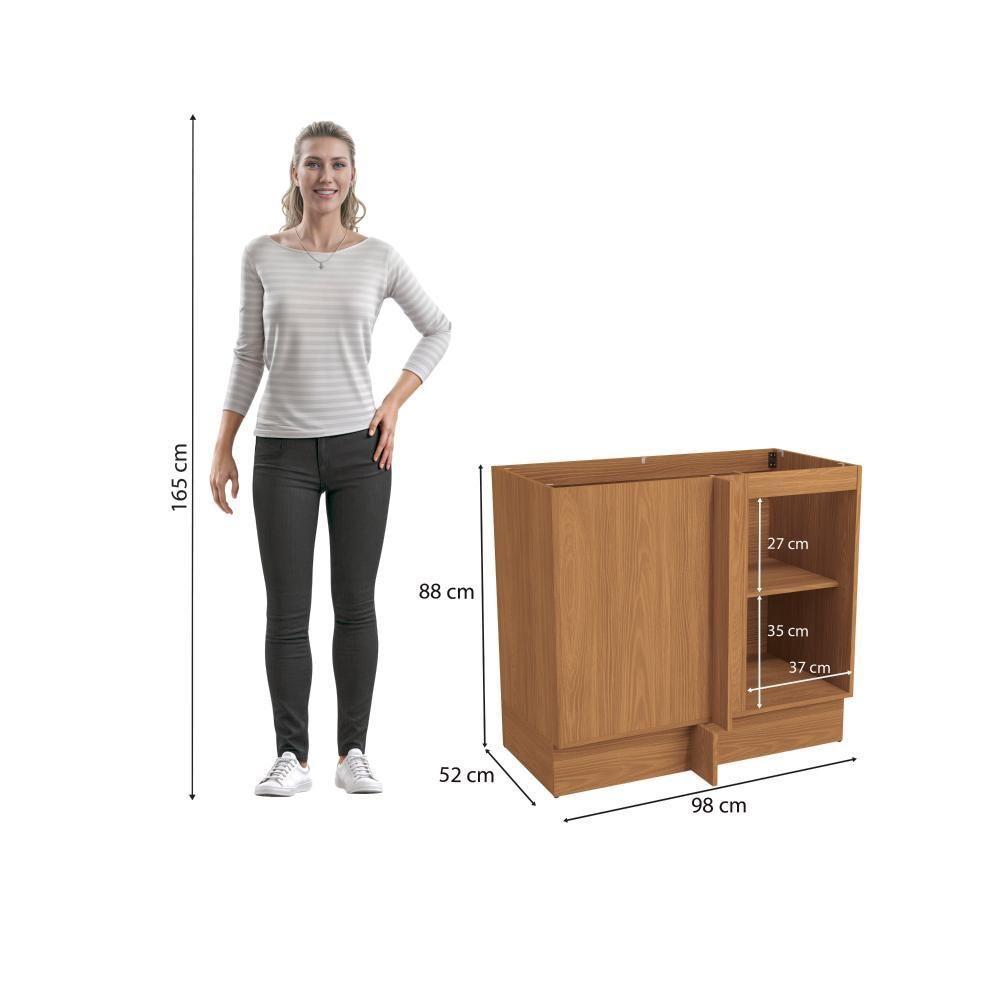 Balcão De Canto Reto Kappesberg Pixel 1 Porta Canela/verde Frevo 98cm - 7