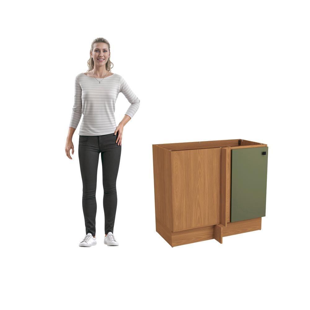 Balcão De Canto Reto Kappesberg Pixel 1 Porta Canela/verde Frevo 98cm - 8