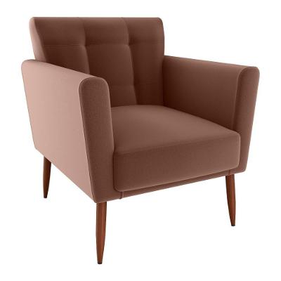 Poltrona Decorativa Pes Palito Cancun Veludo Inca E435 Milani Store Ferrugem