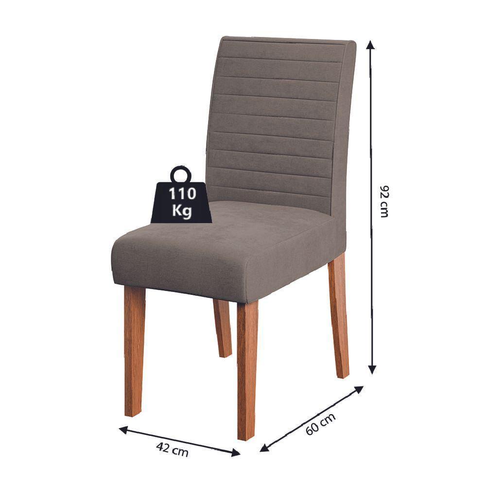 Conjunto Sala De Jantar Mesa Quadrada Montevideo 1,36m 6 Cadeiras Creta Dobuê Madeirado/mascavo - 4