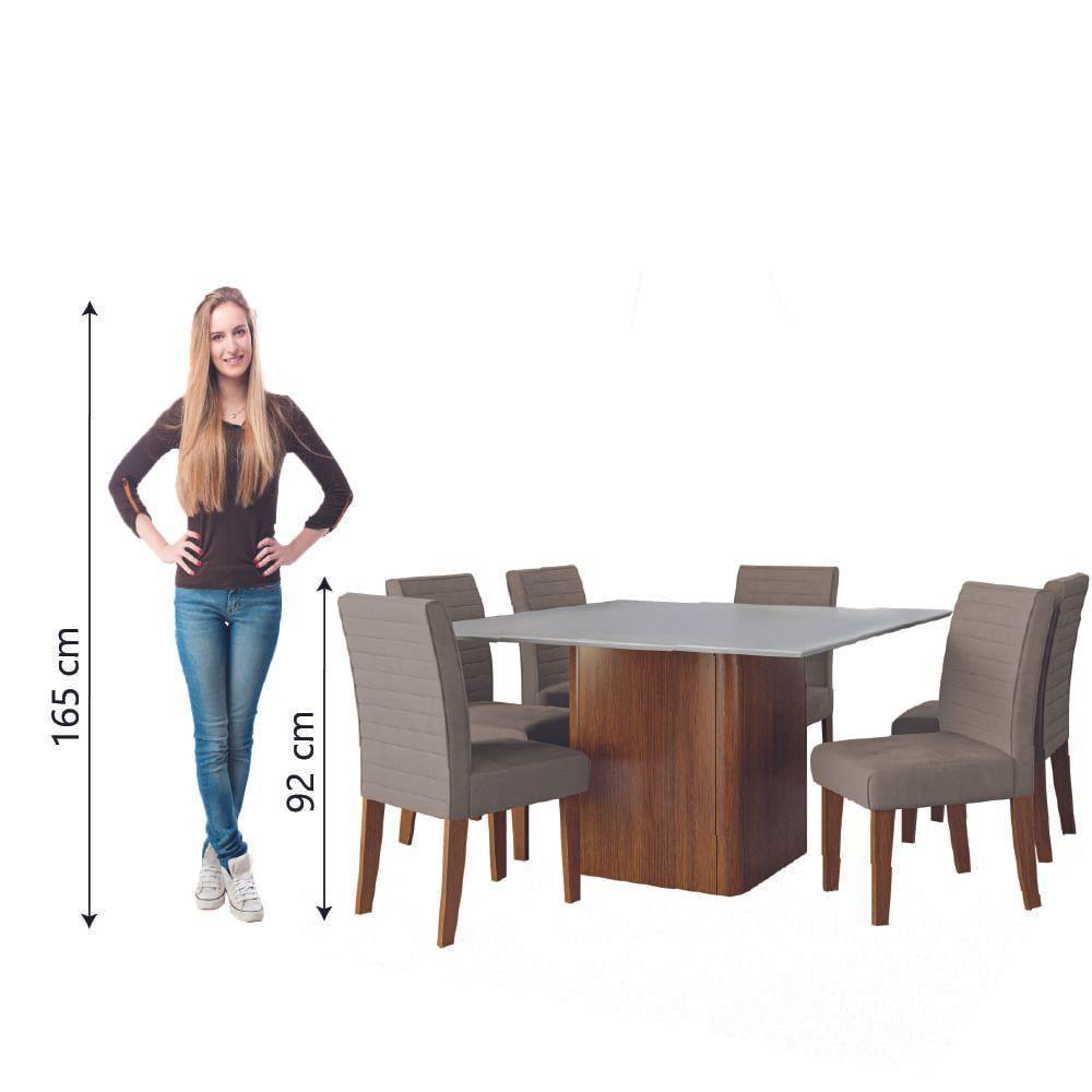 Conjunto Sala De Jantar Mesa Quadrada Montevideo 1,36m 6 Cadeiras Creta Dobuê Madeirado/mascavo - 6