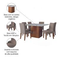Conjunto Sala De Jantar Mesa Quadrada Montevideo 1,36m 6 Cadeiras Creta Dobuê Madeirado/mascavo - 5