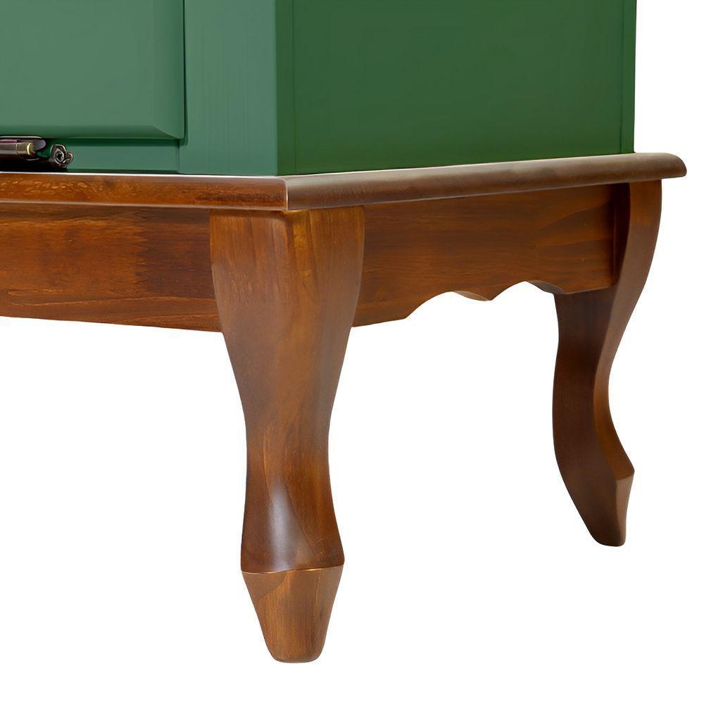 Mesa De Centro Retangular 2 Portas Pés Luiz Xv - Verde Kalle Laca Com Tampo E Base Imbuia Glazer - 3