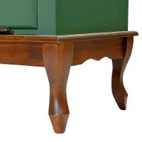 Mesa De Centro Retangular 2 Portas Pés Luiz Xv - Verde Kalle Laca Com Tampo E Base Imbuia Glazer - 3