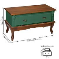Mesa De Centro Retangular 2 Portas Pés Luiz Xv - Verde Kalle Laca Com Tampo E Base Imbuia Glazer - 5