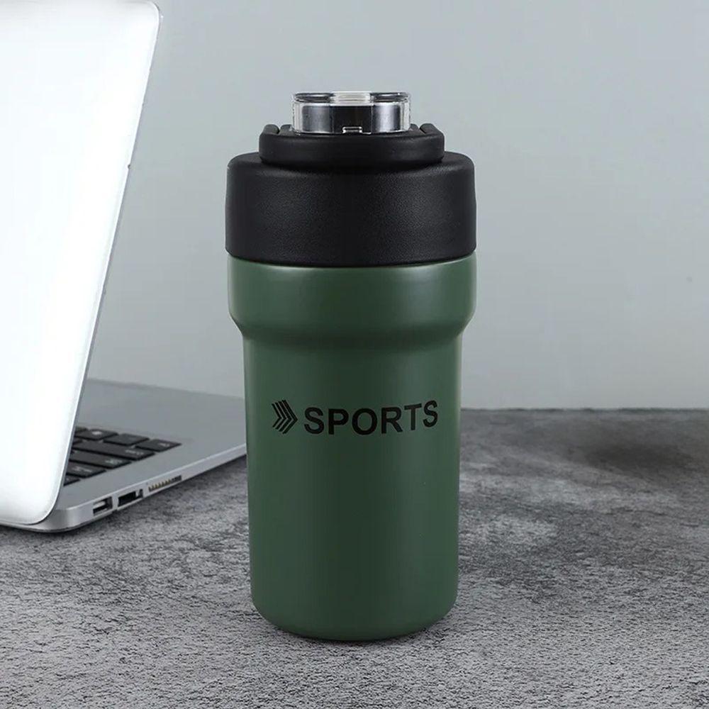 Garrafa Térmica Copo Inox 500ml Canudo Alça Verde - 1