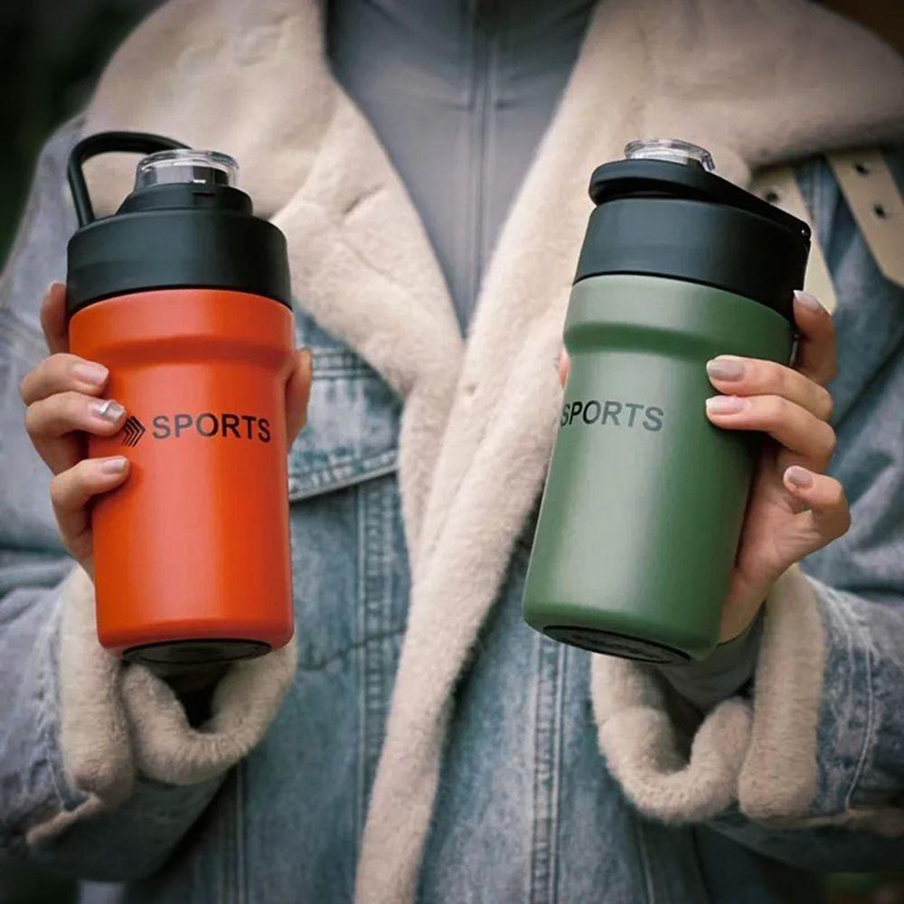 Garrafa Térmica Copo Inox 500ml Canudo Alça Verde - 6