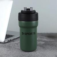 Garrafa Térmica Copo Inox 500ml Canudo Alça Verde - 1