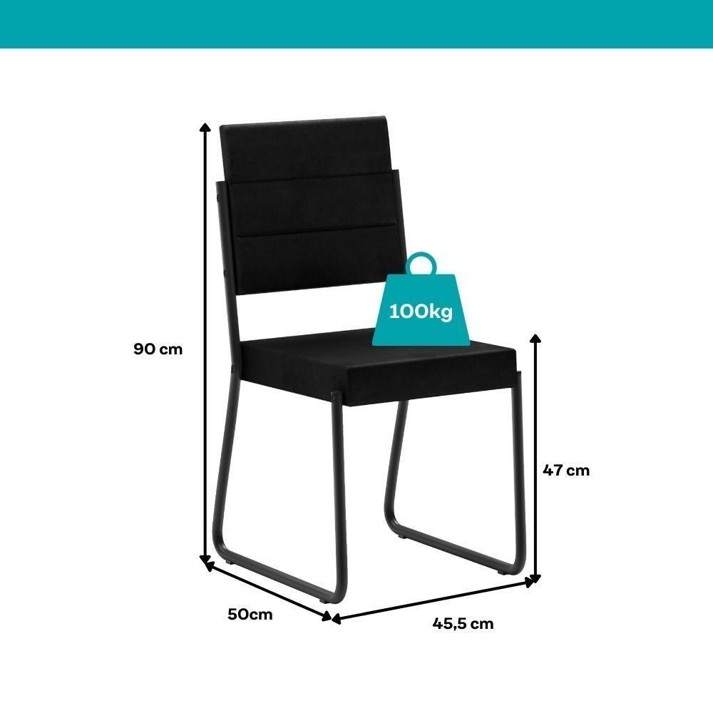 Conjunto Sala De Jantar 6 Cadeiras Charlotte Carraro Nogal Com Preto - 3