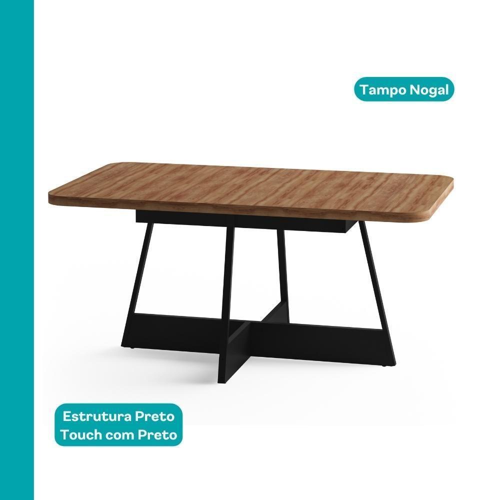 Conjunto Sala De Jantar 6 Cadeiras Charlotte Carraro Nogal Com Preto - 4