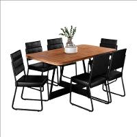 Conjunto Sala De Jantar 6 Cadeiras Charlotte Carraro Nogal Com Preto - 1