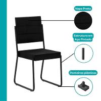 Conjunto Sala De Jantar 6 Cadeiras Charlotte Carraro Nogal Com Preto - 6