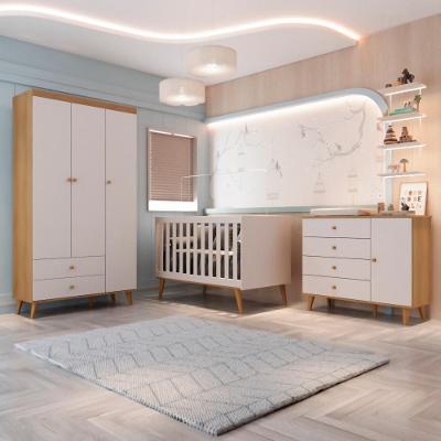 Quarto De Bebê Retrô Lígia Berço 3 Em 1 Guarda Roupa 3 Portas Cômoda Com Porta Off White Carolina Baby