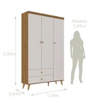 Quarto De Bebê Retrô Lígia Berço 3 Em 1 Guarda Roupa 3 Portas Cômoda Com Porta Off White Carolina Baby - 9