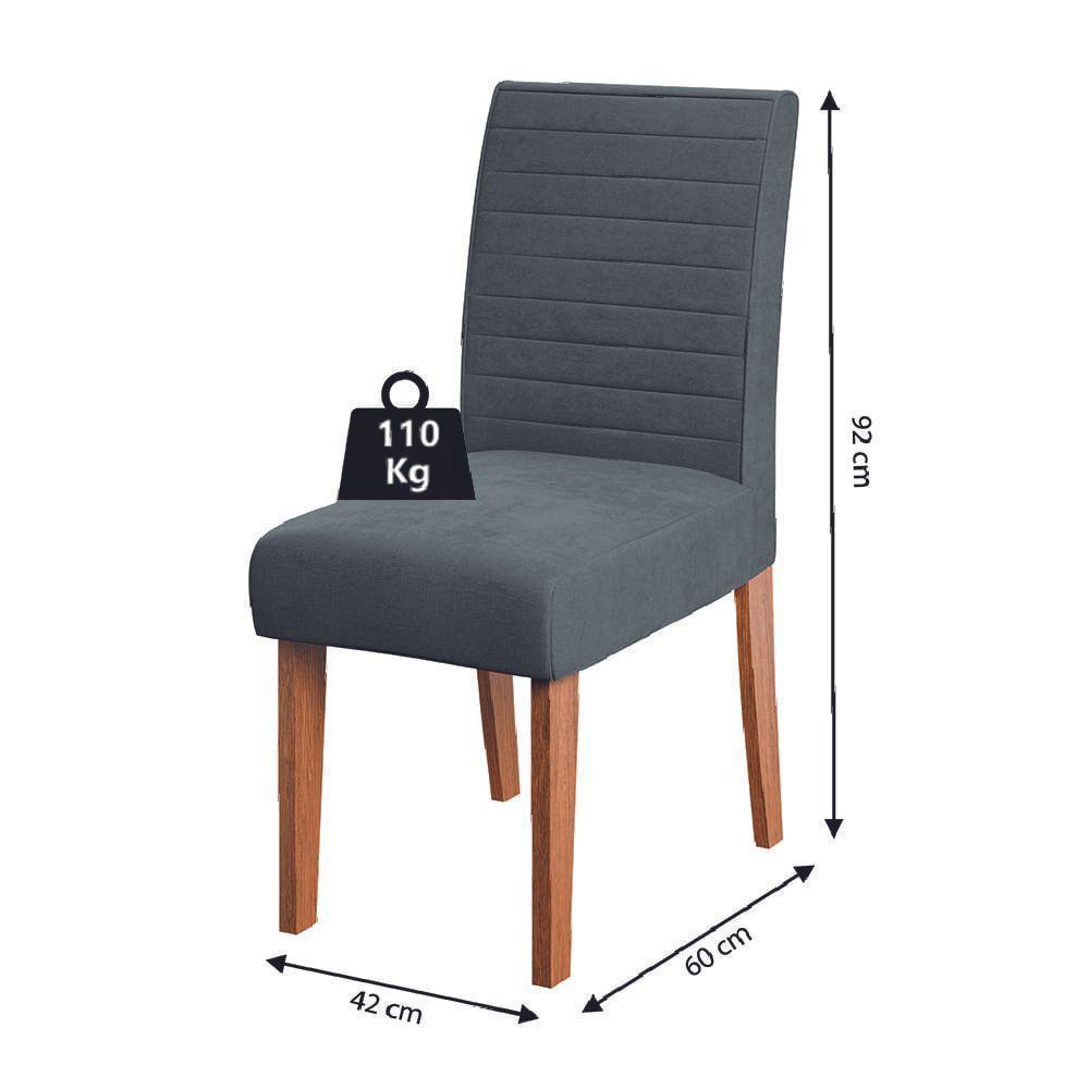 Conjunto Sala De Jantar Mesa Quadrada Montevideo 1,36m 6 Cadeiras Creta Dobuê Madeirado Grafite - 4