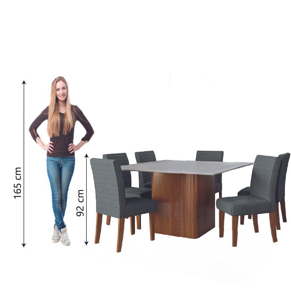 Conjunto Sala De Jantar Mesa Quadrada Montevideo 1,36m 6 Cadeiras Creta Dobuê Madeirado Grafite - 6