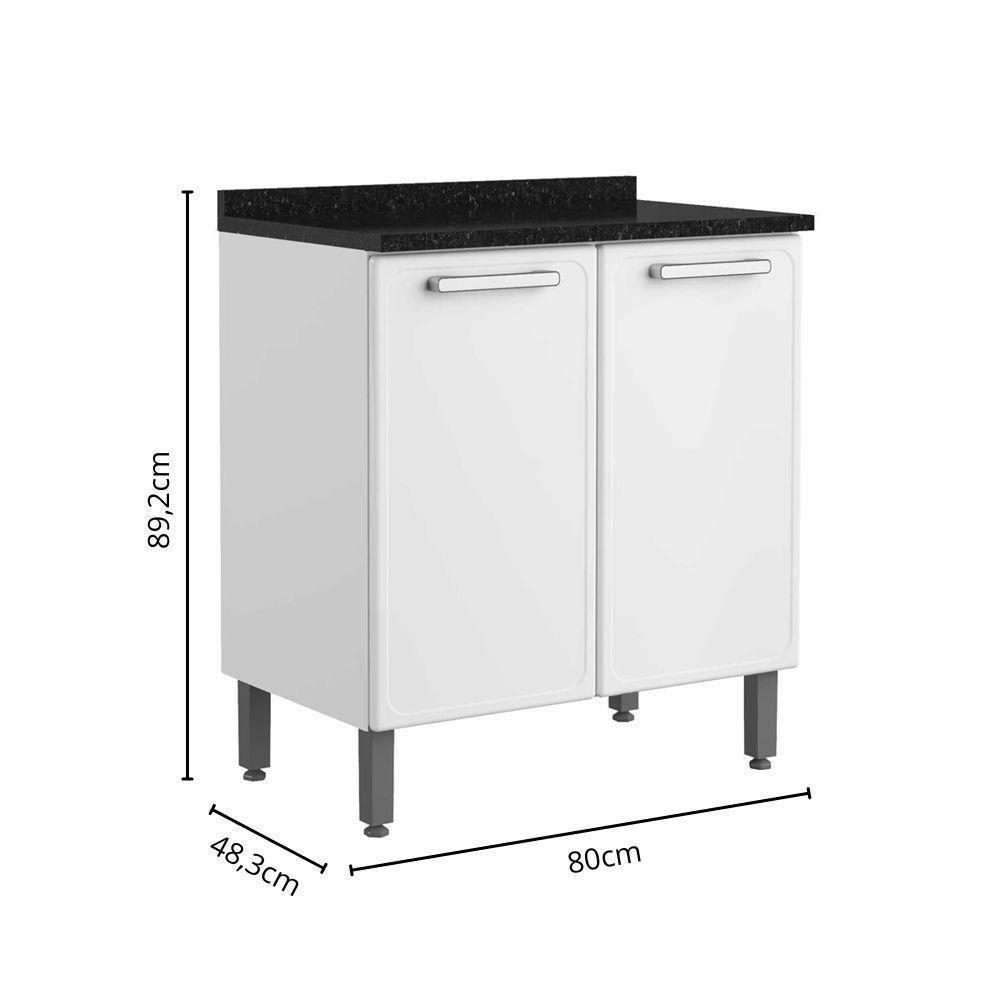 Balcão de Aço com Tampo 2 Portas Gourmet Bertolini Branco - 2