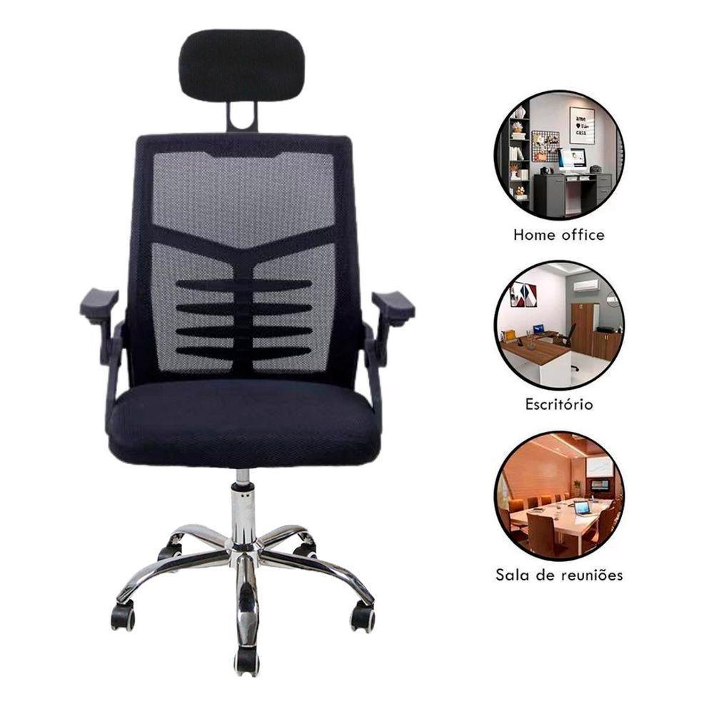 Kit 4 Cadeiras Escritório Executiva Diretor Relax Ergonômica Com Apoio De Cabeça - 7