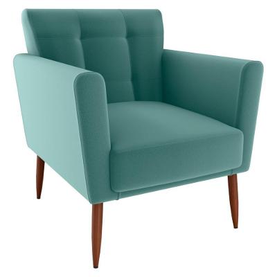 Poltrona Decorativa Pes Palito Cancun Veludo Deluxe Milani Store Verde