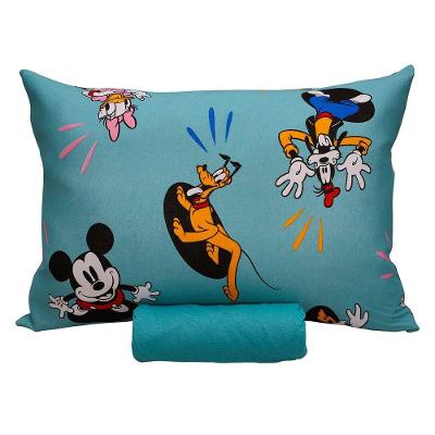 Jogo De Cama Portallar Solteiro Malha 100% Algodão Disney Mickey Feliz 2 Pçs Verde