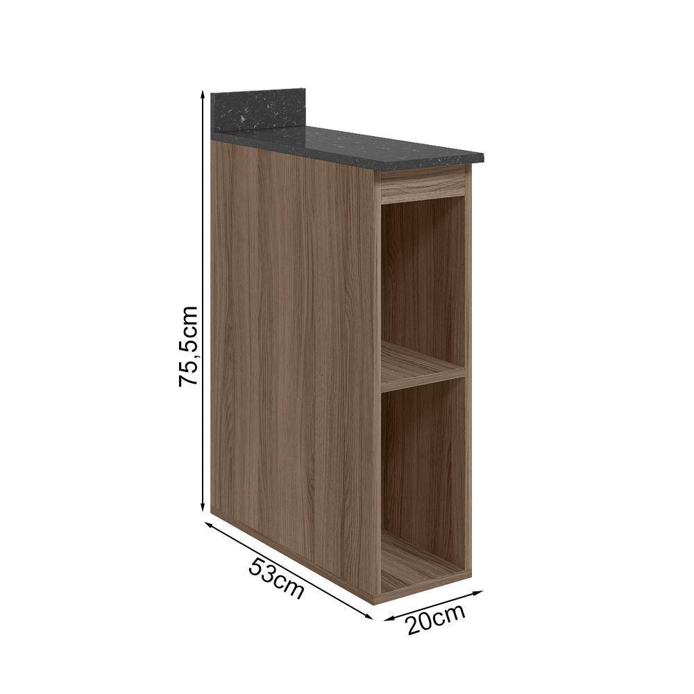 Balcao Nicho Com Tampo 20 Cm Mdf Kali 12216 Nicioli Carvalho Toq - 3