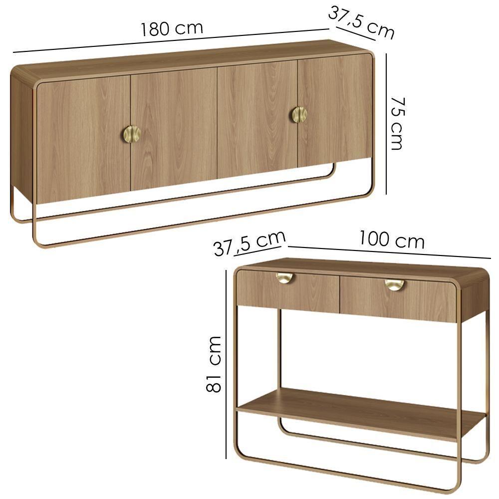 Balcao Buffet E Aparador 180 Cm Organica Artesano Hanover Dourado - 4