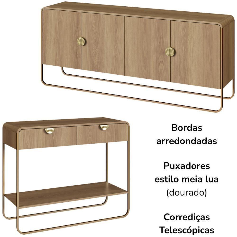 Balcao Buffet E Aparador 180 Cm Organica Artesano Hanover Dourado - 6