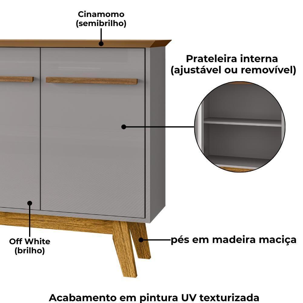 Balcao Buffet 4 Portas Opala 160 Cm Bechara Cinamomo Off White - 5