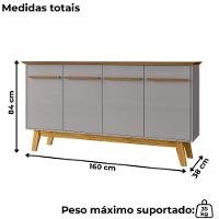 Balcao Buffet 4 Portas Opala 160 Cm Bechara Cinamomo Off White - 3