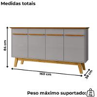 Balcao Buffet 4 Portas Opala 160 Cm Bechara Naturalle Off White - 3