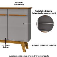 Balcao Buffet 4 Portas Opala 160 Cm Bechara Naturalle Off White - 5