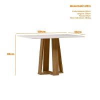 Mesa De Jantar Rubi 120x80 Cm Com Vidro Ype Damasco Off White - New Ceval - 2