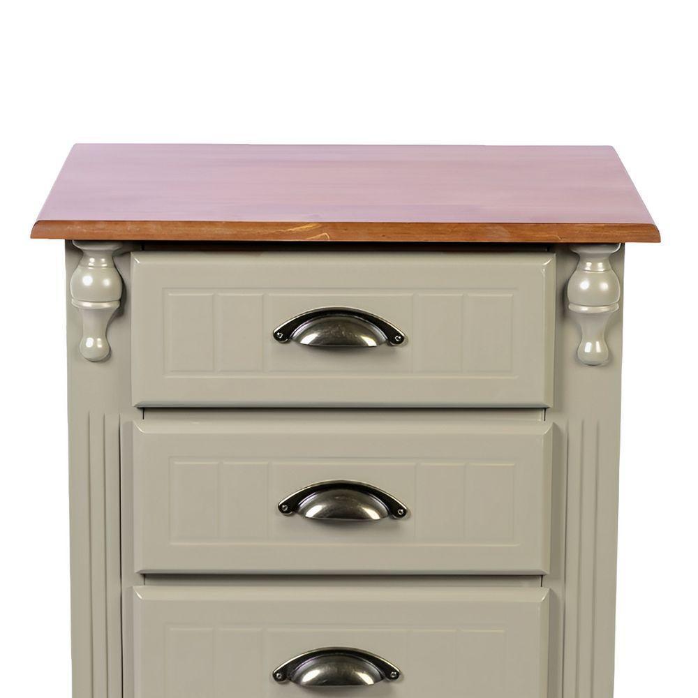 Mesa De Cabeceira 4 Gavetas Pés Luiz Xv - Verde Chá Com Tampo E Base Imbuia Glazer - Puxador Concha - 3