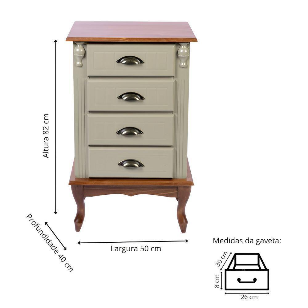 Mesa De Cabeceira 4 Gavetas Pés Luiz Xv - Verde Chá Com Tampo E Base Imbuia Glazer - Puxador Concha - 5