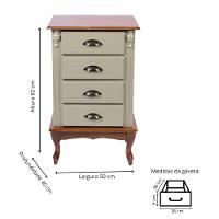 Mesa De Cabeceira 4 Gavetas Pés Luiz Xv - Verde Chá Com Tampo E Base Imbuia Glazer - Puxador Concha - 5