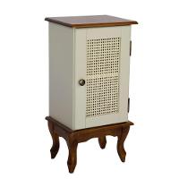 Mesa De Cabeceira De Madeira Com Rattan Pés Luiz Xv - Nude Laca Com Tampo E Base Imbuia Glazer - 2